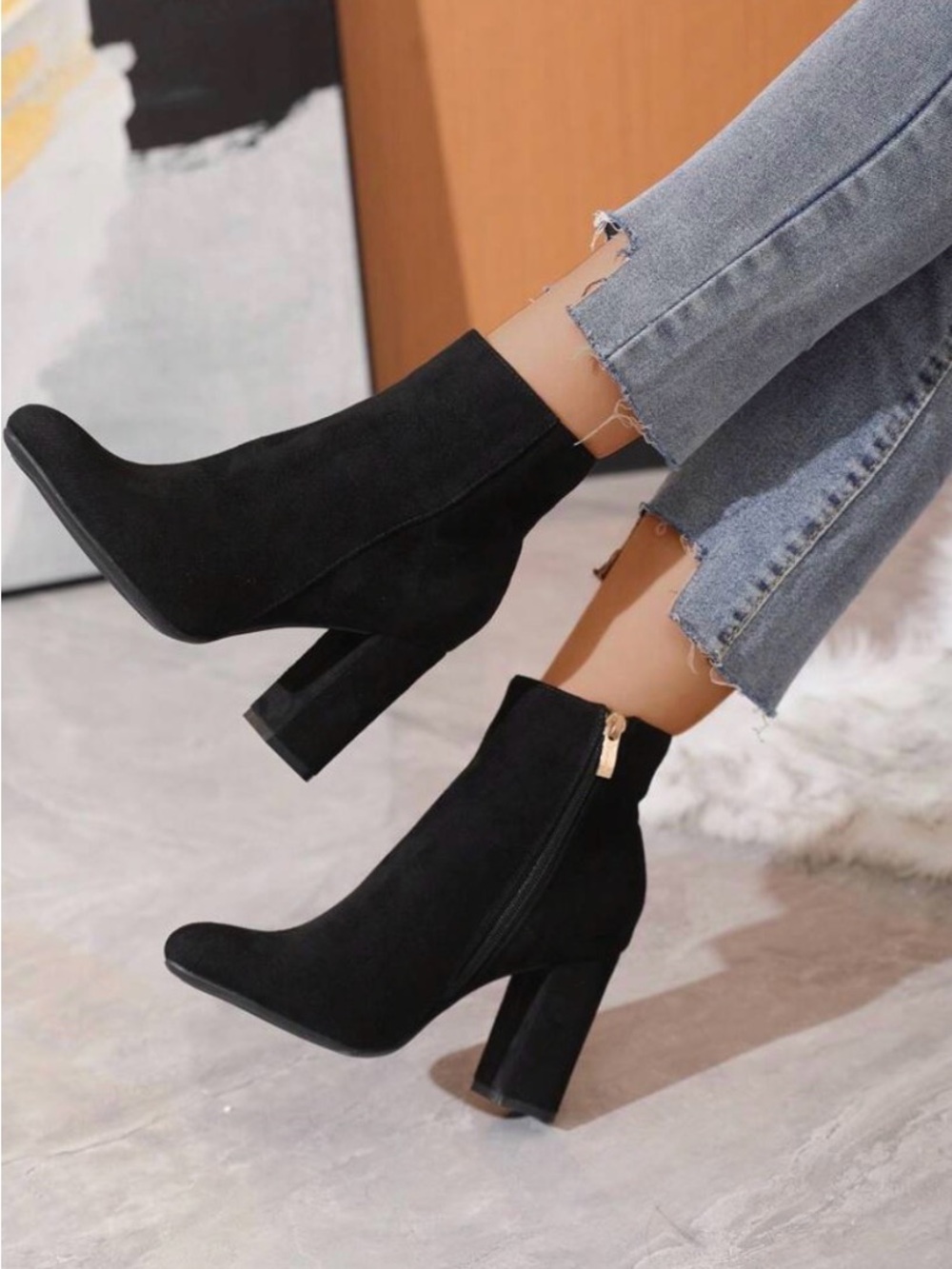 Lulus Black Suede Block Heel Ankle Boots - Women